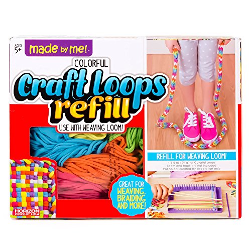 Made By Me Craft Loops Refill By Horizon Group Usa, Includes 3.5 Oz Of Weaving Loom Loops In 7 Vibrant Colors, Multicolored