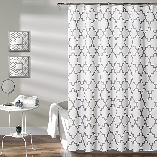 Lush Decor Gray Bellagio Fabric Shower Curtain, Bathroom Accessories, (72' x 72')