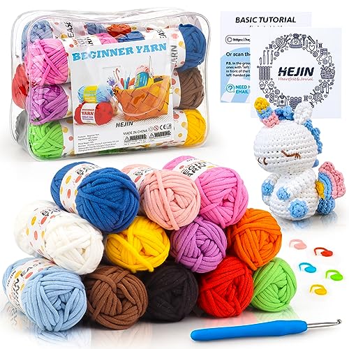 12PACK Yarn for Crocheting and Knitting - 360 Yards of Cotton Yarn for Crocheting and Knitting Mini Project; Worsted-Weight Medium #4; Cotton-Nylon Blend Yarn for Beginners Crochet Kit Making