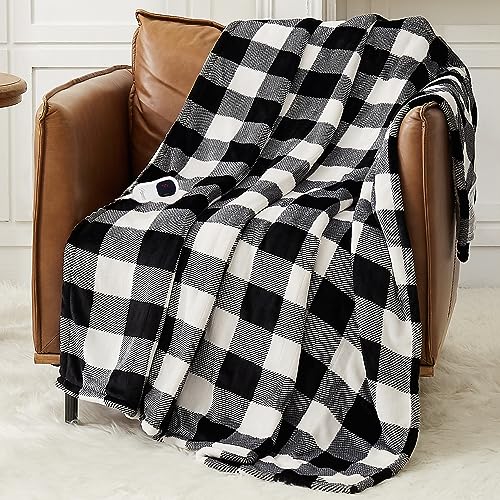 HomeMate Electric Blanket Heated Throw - 50“x60“ Ultra Soft Cozy Flannel Heating Blanket with 10 Fast Heat Levels 8 Hours Auto Off Over-Heated Protection ETL Certification Keep Warm in Home Office