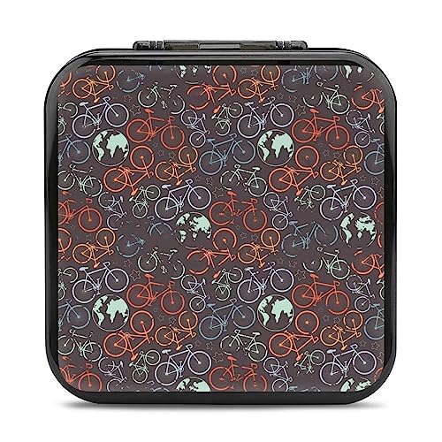 Vintage Bicycle Pattern Game Card Case for Switch Hard Shell Protective Storage Box with 24 Card Slots