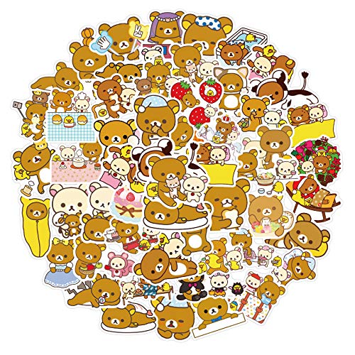 Rilakkuma Stickers 50 Pcs Waterproof, Removable,Lovely,Beautiful,Stylish Teen Stickers, Suitable for Boys and Girls in Water Bottles, Phones,Suitcase Vinyl