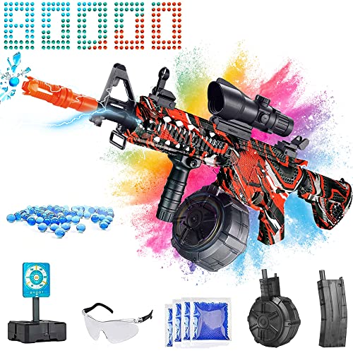 Large Gel Ball Blaster 80000 Water Beads and Goggles for Outdoor Activities,Happy Outdoor Shooting Game Christmas Birthday Gifts for Boys and Girls Ages 12+ (red)