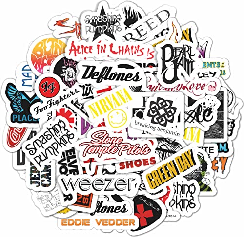 BulbaCraft 104Pcs Grunge Stickers, 90's Grunge Music, Rock Stickers, Rock Band Stickers, Grunge Gifts for Men and Women, Waterproof Stickers, Guitar Stickers, Music Stickers