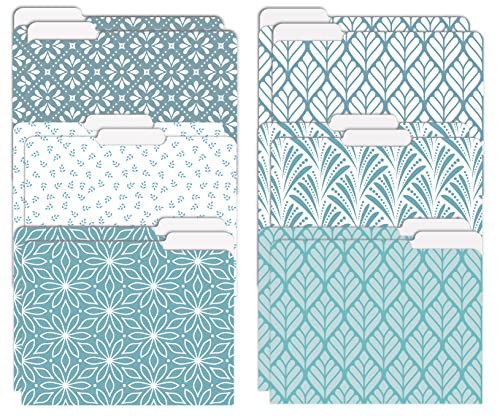 Decorative File Folders, 12 Pack, 6 Unique Designs, Heavyweight, Letter Size (9.5 x 11.5') with 1/3 Cut Tab, Soft Hue Floral Designs, Fashion Folders by Better Office Products
