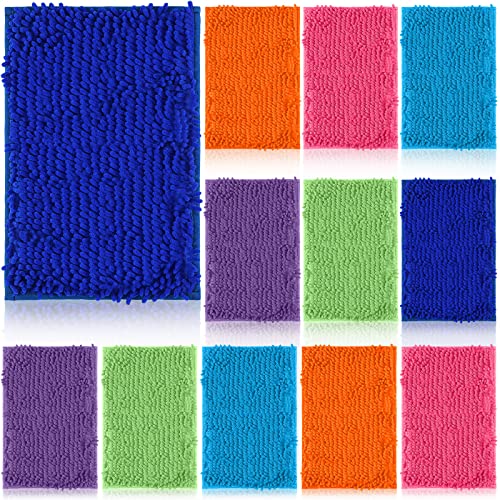 Nuanchu 12 Pcs School Locker Rugs for Girls 11.81 x 17.72 Inch Fur Rug Carpet Microfiber Chenille Shag Locker Carpet Rectangle Rug for Locker Non Skid Backing Locker Mat for Boys Middle School