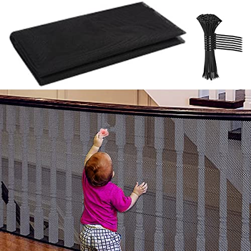Banister Guard for Baby - 10ft L x 2.5ft H, Child Safety Net, Stair Railing Banister Proofing Mesh Net Balcony Netting for Pets & Kids