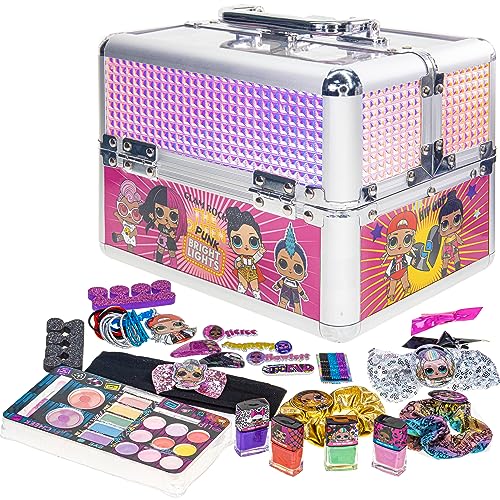 L.O.L Surprise! Townley Girl Train Case Cosmetic Makeup Set Includes Lip Gloss, Eye Shimmer, Nail Polish, Hair Accessories & more! for Kids Girls, Ages 3+ perfect for Parties, Sleepovers & Makeovers