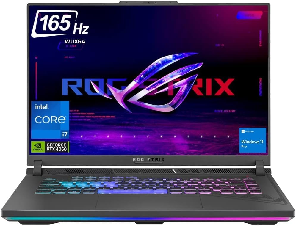 ASUS ROG Strix G16 Gaming Laptop, 16' WUXGA 165Hz, GeForce RTX 4060 140W, 13th Gen Intel 14-Core i7-13650HX, 64GB DDR5, 2TB PCIe SSD, Thunderbolt 4, 4-Zone RGB, HDMI, RJ45, WiFi 6E, Win 11 Pro