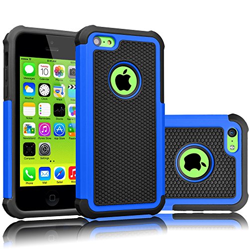 Tekcoo iPhone 5C Case, [Tmajor Series] [Blue/Black] Shock Absorbing Hybrid Impact Defender Rugged Slim Case Cover Shell for Apple iPhone 5C Hard Plastic Outer + Rubber Silicone Inner