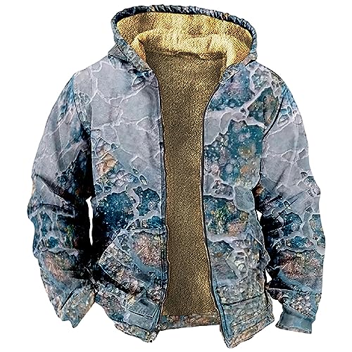 Men Thickened Sherpa Fleece Lined Jackets Casual Loose Zipper Hoodies Vintage Comfy Western Jacket Coats Fall Sweatshirts Mens Clothing Closure