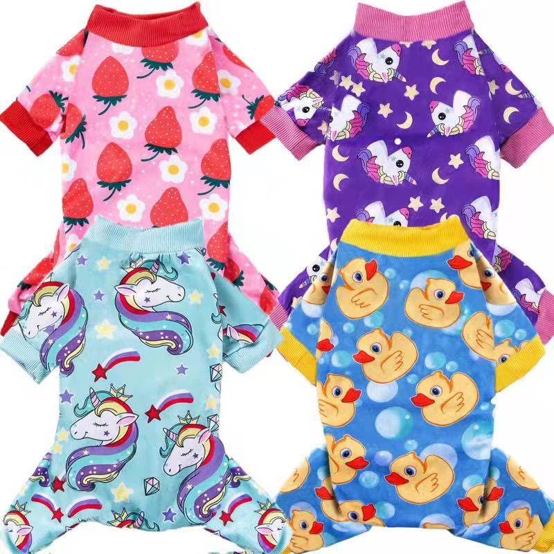 XPUDAC 4 Piece Dog Pajamas for Small Dogs Pjs Clothes Puppy Onesies Outfits for Doggie Christmas Shirts Sleeper for Pet Cats Jammies