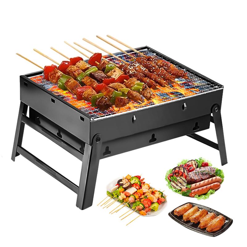 Portable Charcoal Grill,17' Folding Portable BBQ Charcoal Grill Compact Tabletop Mini Smoker Small BBQ Grill Outdoor for Travel Backyard Picnic Beach