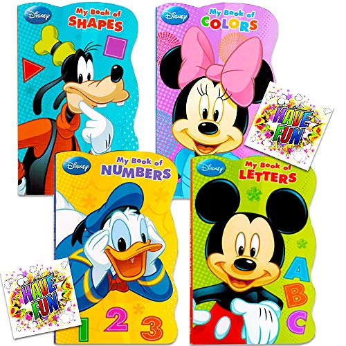 Disney Mickey Mouse 'My First Books' -- Set of 4 Shaped Disney Mickey Mouse Board Books for Toddlers Kids