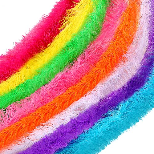 Jexine 8 Pcs Feather Boas Artificial Fluffy Boas Decoration for Wedding Costume Dress Tea Party Supplies(Multi Color, 5 Ft)