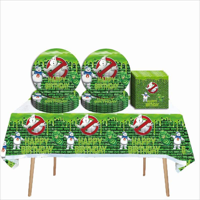 41 pcs Ghost-buster Themed Party Supplies, 20 Plates, 20 Napkins and 1 Tablecloth, Princesses Birthday Party Decorations for Boys and Girls