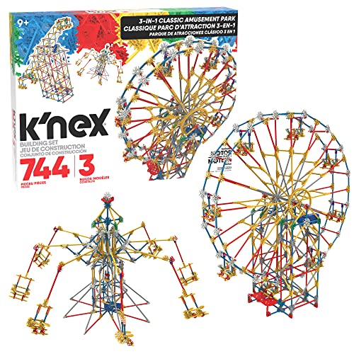 K’NEX Education STEM Explorations: 3-in-1 Classic Amusement Park Building Set – Multicolor & Motorized, Creative-Learning Construction Model for Ages 9+, Engineering Toy for Boys & Girls, Adults