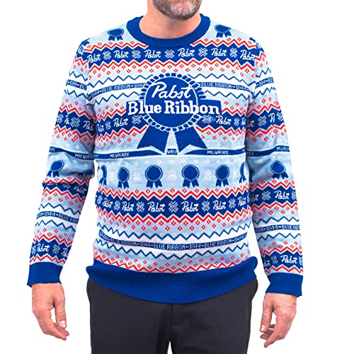 Mad Engine Pabst Fair Isle Beer Adult Unisex Holiday Ugly Christmas Sweater Multicolored