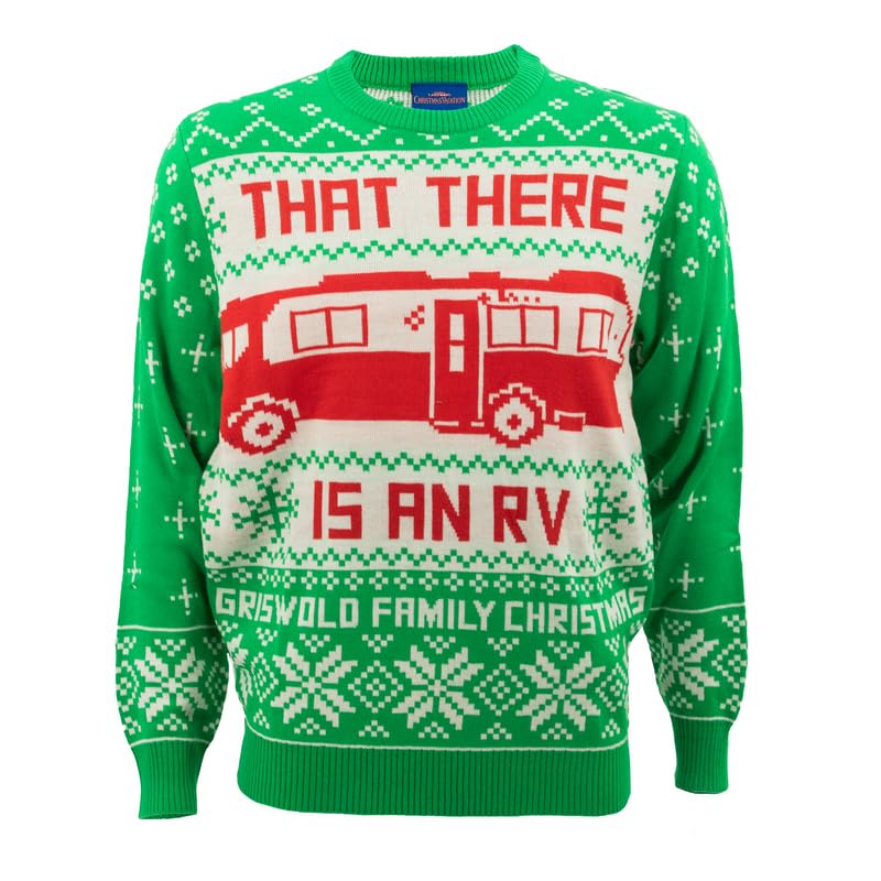 Ripple Junction National Lampoon's Christmas Vacation Men's Pullover Holiday Christmas Sweater RV & Chrismas Tree Green 3XL