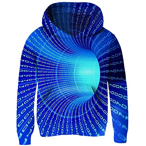 Idgreatim Optical Illusion Sweatshirt for Boys Girls 11-13 Years 3D Stereo Graphic Hooded Pullover Fleece Warm Winter Hoodies
