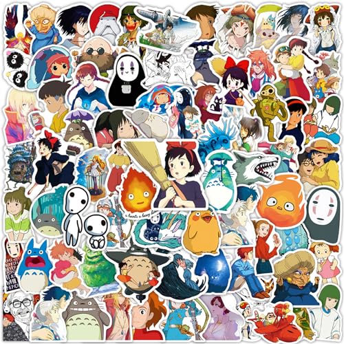 Miyazaki Hayao Stickers Anime Cartoon Hayao Miyazaki Stickers (100pcs) for Water Bottle Waterproof Vinyl Sticker Gift Stickers for Kids Gift Stickers for Teen Girls Gift Stickers for Teens