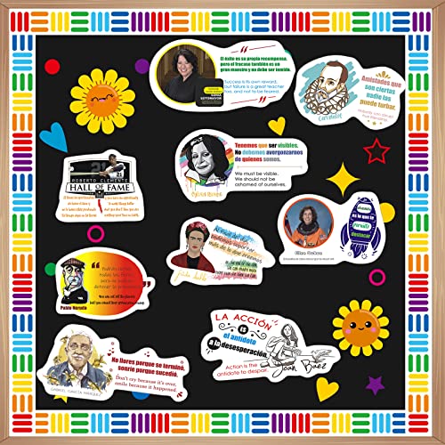 1step2dream Spanish English Bulletin Board Decor | 9 Pieces inspirational Hispanic Quotes Labels | Laminated Bilingual Positive Posters for Hispanic Heritage Month | Classroom Decorations