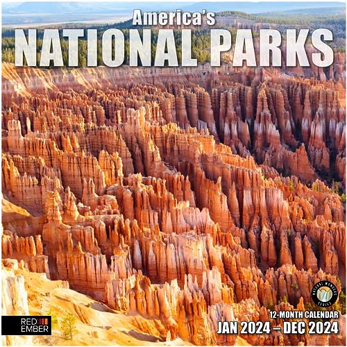 RED EMBER America's National Parks 2024 Hangable Monthly Wall Calendar | 12' x 24' Open | Thick & Sturdy Paper | Giftable | Beautiful Scenic Nature Travel | Explore America's Most Beautiful Parks
