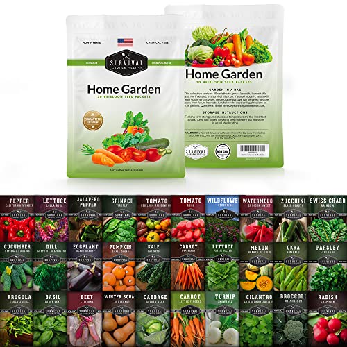 Survival Garden Heirloom Vegetable Seeds - Non-GMO Seed Varieties for Planting - 18,500+ (30 Pack) Home Garden Vegetables, Fruits & Herbs - Plant & Grow Food Stores - Emergency Preparedness Gear