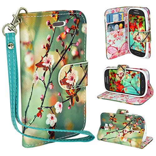 Samsung Galaxy S3 Book Style Folio PU Leather Wallet with Magnet Design Flip Case Cover, Credit Card Holder For Galaxy S3 i9300 (Blossom Green)