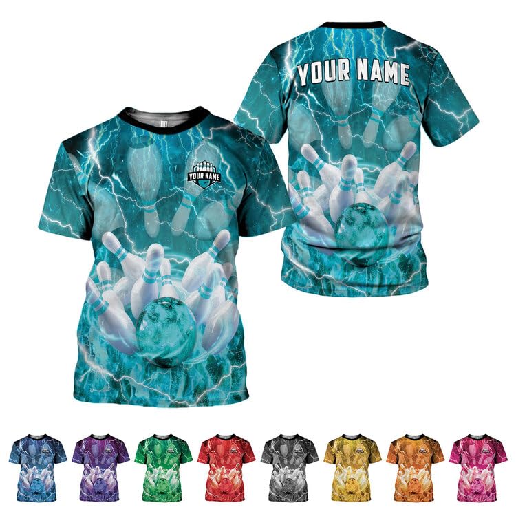 AOVL Personalized Bowling Shirts 3D Funny Bowling Shirts Bowling Shirts Gift Bowling Team Shirts for Men Women Bowling Shirts (BL34)