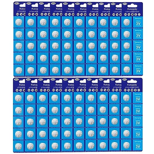 Rakopidy CR2032 Battery 3 Volt Lithium Coin Cell 2032 Batteries - (100-Count)