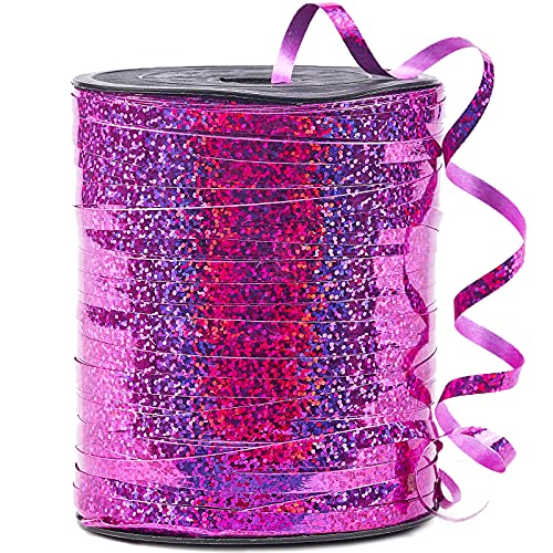 PartyWoo Hot Pink Ribbon, 500 Yard Curling Ribbon for Crafts, Balloon Ribbon, Shiny Metallic Ribbon for Gift Wrapping, Ribbon for Balloon String, Florist Flower (1 Roll)