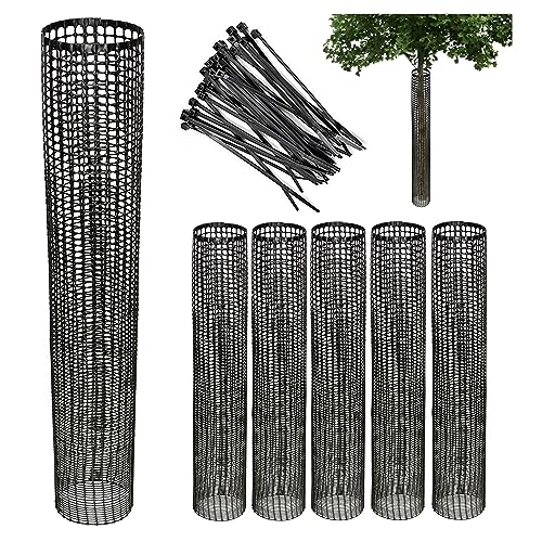 Voglund Nursery Mesh Tree Bark Protector Guard 48 Inches Tall (5 Pack) Heavy Duty with Zip-Ties, Tree Trunk Protectors from Trimmers, Tree Guard, Tree Protector for Saplings and Fruit Trees