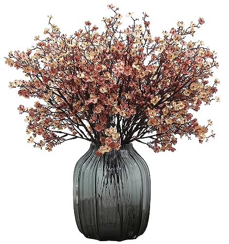 JAKY-Global Babys Breath Silk Artificial Flowers 6 Bundle European Fake Plants Decor Wedding Party Fall Stems Decoration Bouquets DIY Home Garden (Beige Brown-6pcs)