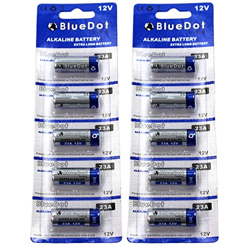 Bluedot Trading 12 Volt Alkaline Dry Cell Batteries for Garage Door Opener, Wireless Doorbell, Remote Controls, and Other Electronic Devices, 10 Count