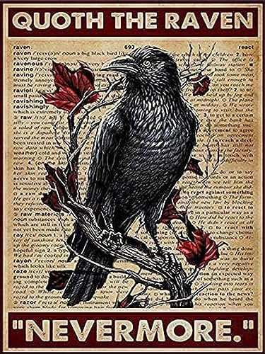 LEARTDYY 5D Diamond Art Quoth The Raven Nevermore Diamond Painting Kits for Adults Paint by Number for Home Recreation and Wall Decoration 12x16 Inches