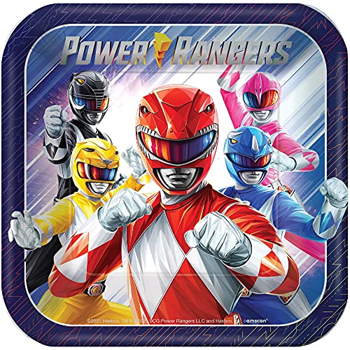 Power Rangers Classic Plates, 7' (8-Pack) - Colorful & Vibrant Party Essentials, Perfect for Themed Parties, Fans & Collectors