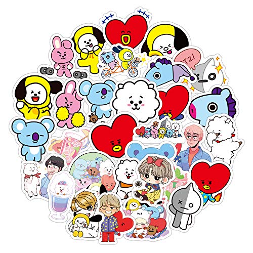 BTS Stickers 61-Pcs Pack Waterproof Vinyl Vintage Bumper Decals Perfect for Laptop Computer Car Skateboard Water Bottle Travel Case Guitar Luggage Motorbikes (Korea BTS)