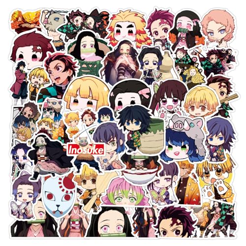 50 Pcs Anime Stickers Anime Decals for Water Bottle Hydro Flask Laptop Luggage Car Bike Bicycle Waterproof Vinyl Stickers Pack