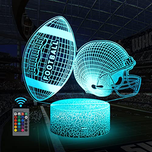 Uyeyuy American Football Helmet Night Light,3D Illusion Led Lamp,16 Colors Dimmable with Remote Control Smart Touch, Best Christmas Birthday Gift for 3,4,5,6,7,8,9 Year Old Boy Girl Kids