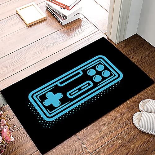 Video Game Doormats Indoors Entrance Door Mat,Blue Gamer Kids Boys Gamepad Console Game Controller Non-Slip Front Entry Way Welcome Kitchen Floor Door Mats,Bath Accent Floor Runner Mats Rug,16'x24'
