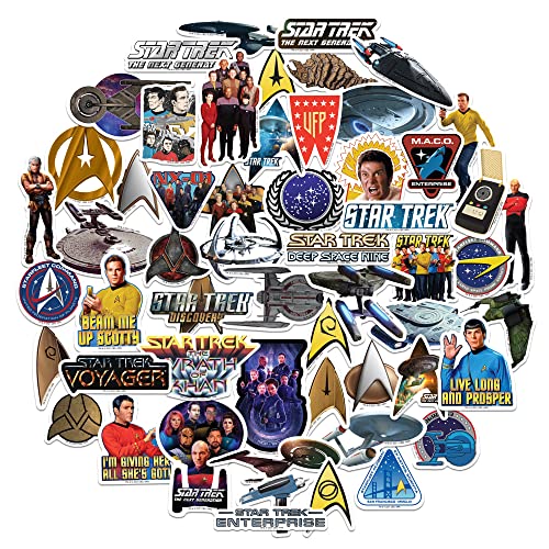 Star Trek Sticker Pack Die Cut Vinyl Large Deluxe Stickers Variety Pack - Laptop, Water Bottle, Scrapbooking, Tablet, Skateboard, Indoor/Outdoor - Set of 50