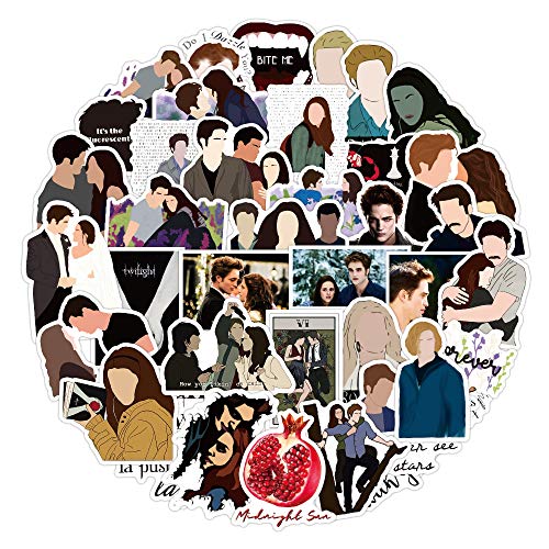 ENGOOFINE 50pcs Twilight Saga Fans Stickers for Laptop Water Bottle Luggage Snowboard Bicycle Skateboard Decal for Kids Teens Adult Waterproof Aesthetic Stickers (50 PCS)