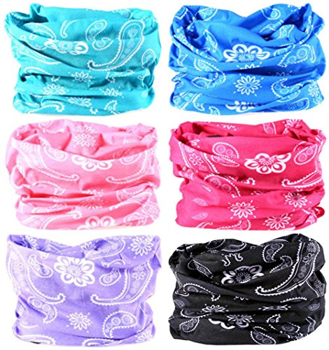 VANCROWN Headwear Wide Headbands Scarf Head Wrap Mask Neck Warmer (6PC.Paisley Series.1)