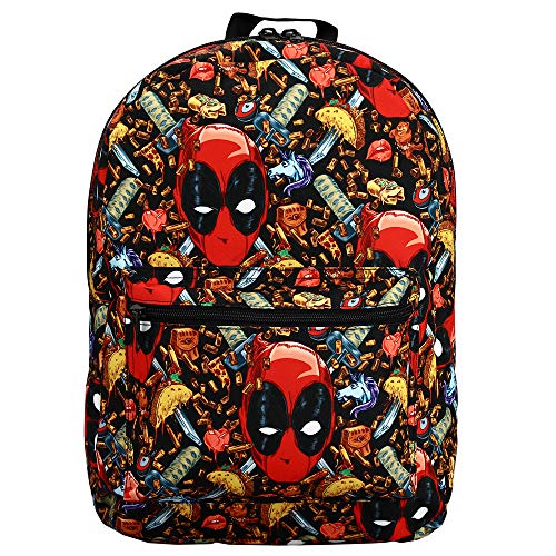 Marvel Comic Book Deadpool Junk Food Collage Tech Backpack