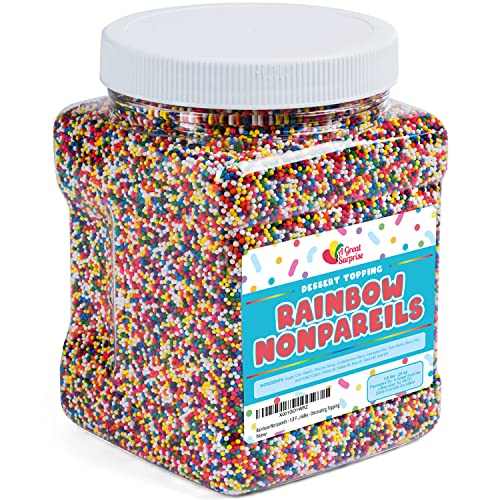 Rainbow Nonpareils - Ball Sprinkles for Christmas Cookies - 1.8 Pounds Rainbow Nonpareil Sprinkle - Bulk Sprinkles - Decorating Topping for Cakes, Cupcakes, Dessert