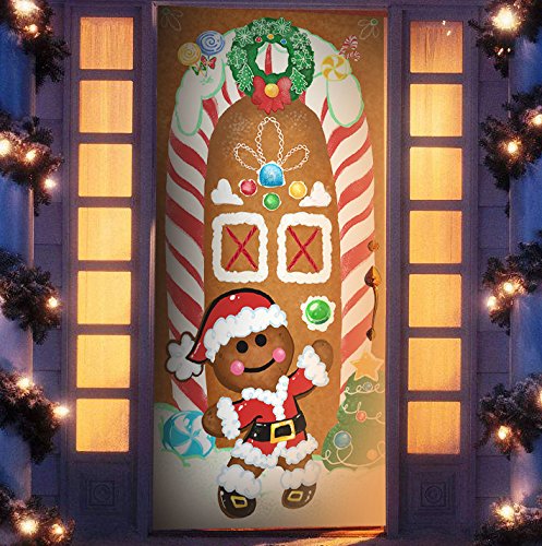 Joiedomi Christmas Ginger Bread House Window Door Cover Holiday House Decoration 72X30 Inches