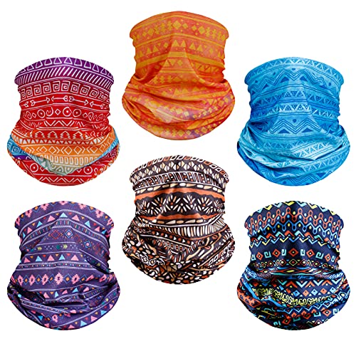 6 Pack Neck Gaiter Elastic Balaclavas Face Mask Versatile Bandana for Men Women