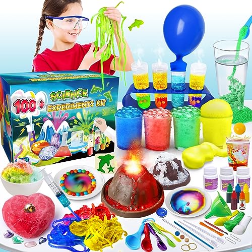 UNGLINGA 100+ Science Lab Experiments Kit for Kids Age 4-6-8-12-14, STEM Activities Educational Toys Gifts for Boys Girls, Chemistry Set, Magic Play Sand, Gemstone Dig, Volcano, Glowing Worms