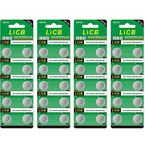 LiCB 40 Pack LR1130 AG10 Batteries 1.5V Alkaline Button Cell Battery